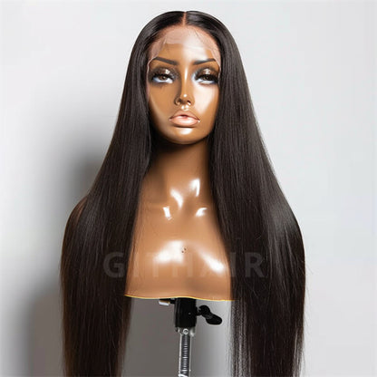 Human Hair 4x4 Glueless Lace Closure Straight Wig - MH
