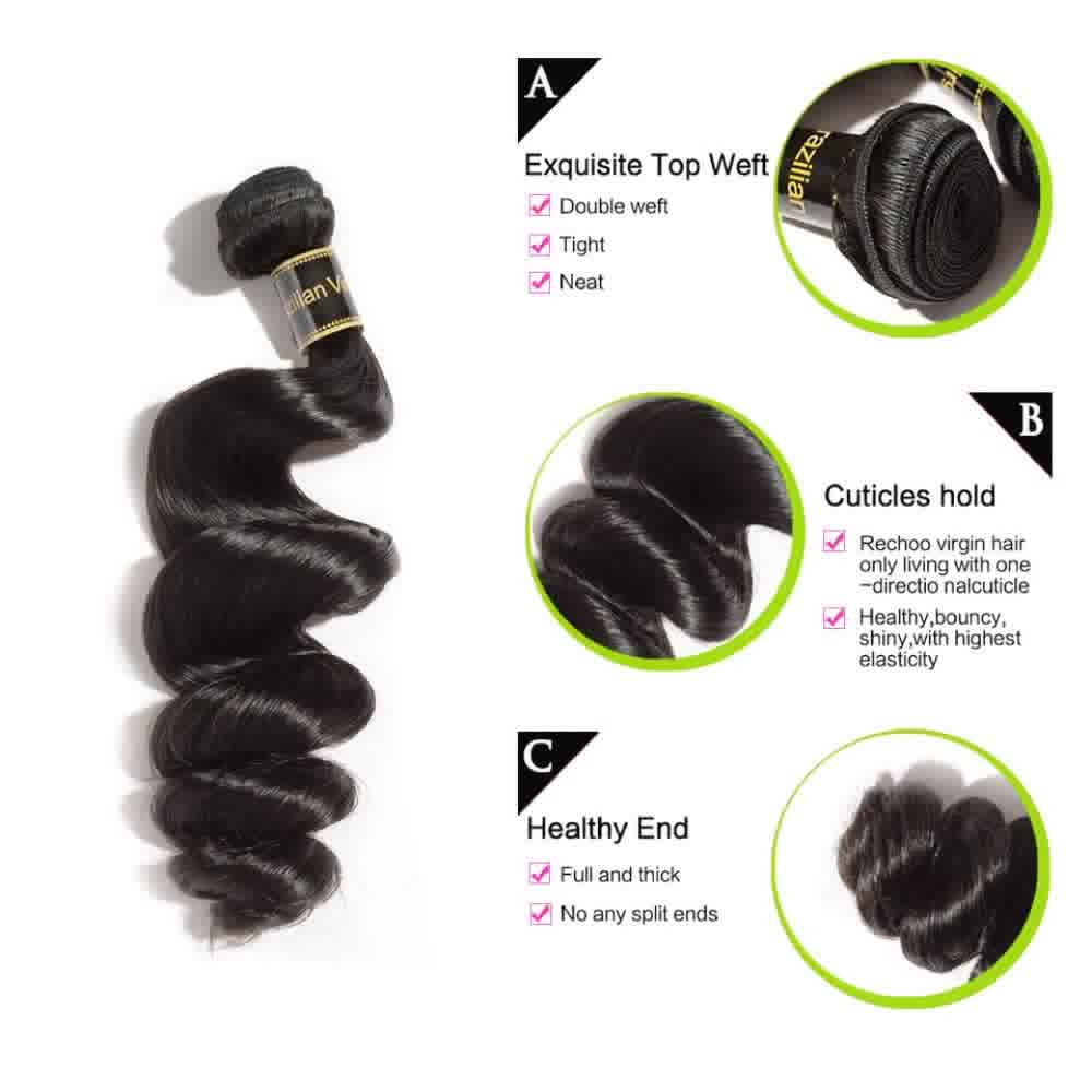 100% Human Virgin Hair Loose Wave Bundles
